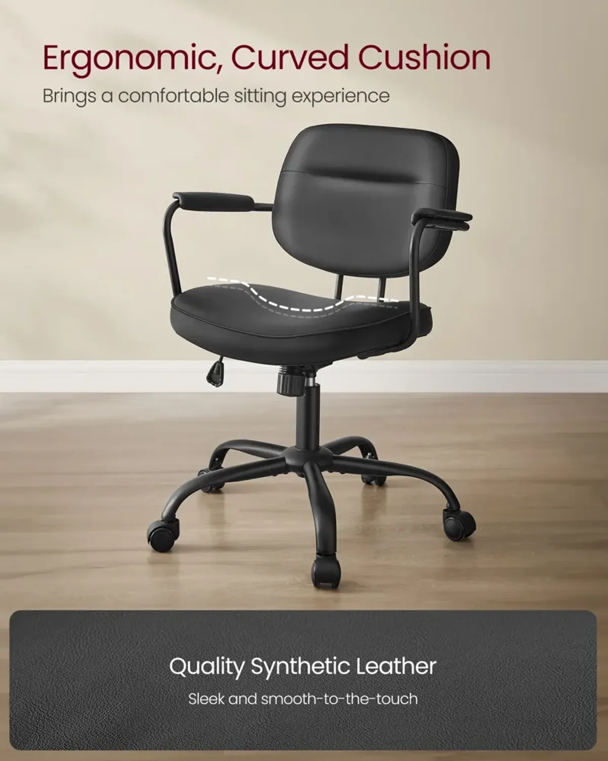 Office Chair with Back Support and Armrests for Enhanced Comfort and Ergonomics