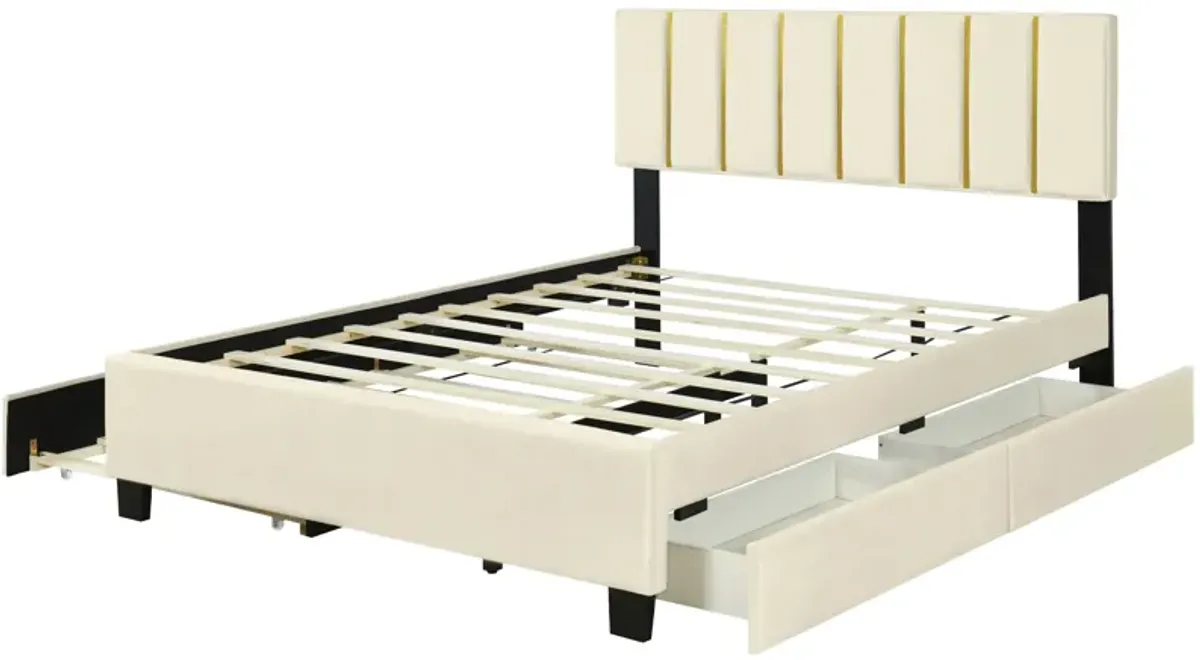 Merax Upholstered Platform Bed with 2 Drawers