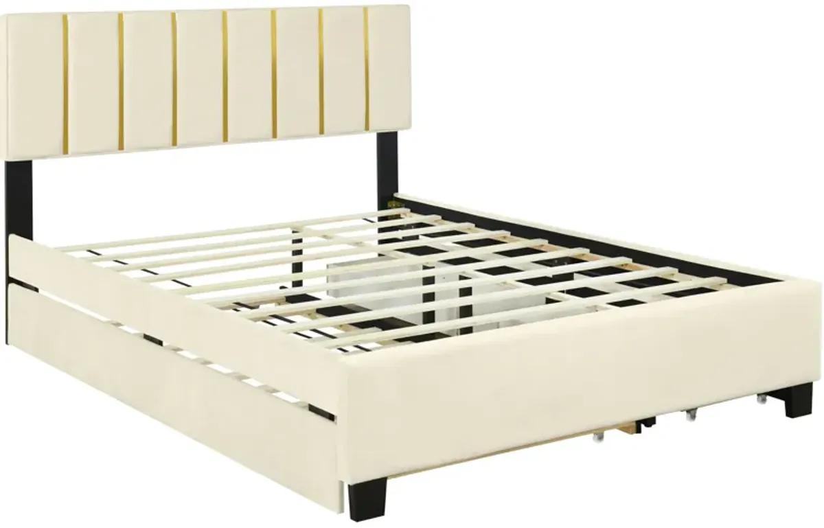 Merax Upholstered Platform Bed with 2 Drawers