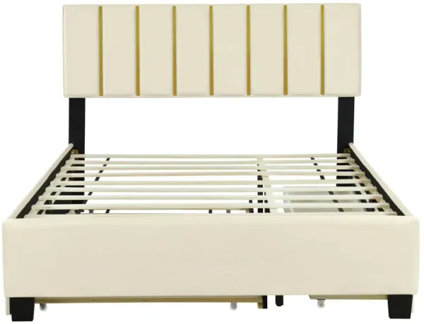Merax Upholstered Platform Bed with 2 Drawers