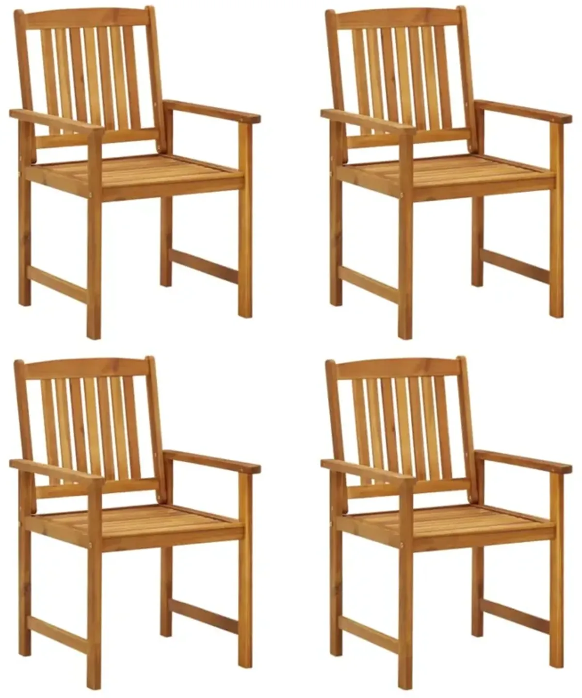 vidaXL Director's Chairs with Cushions 4 pcs Solid Acacia Wood