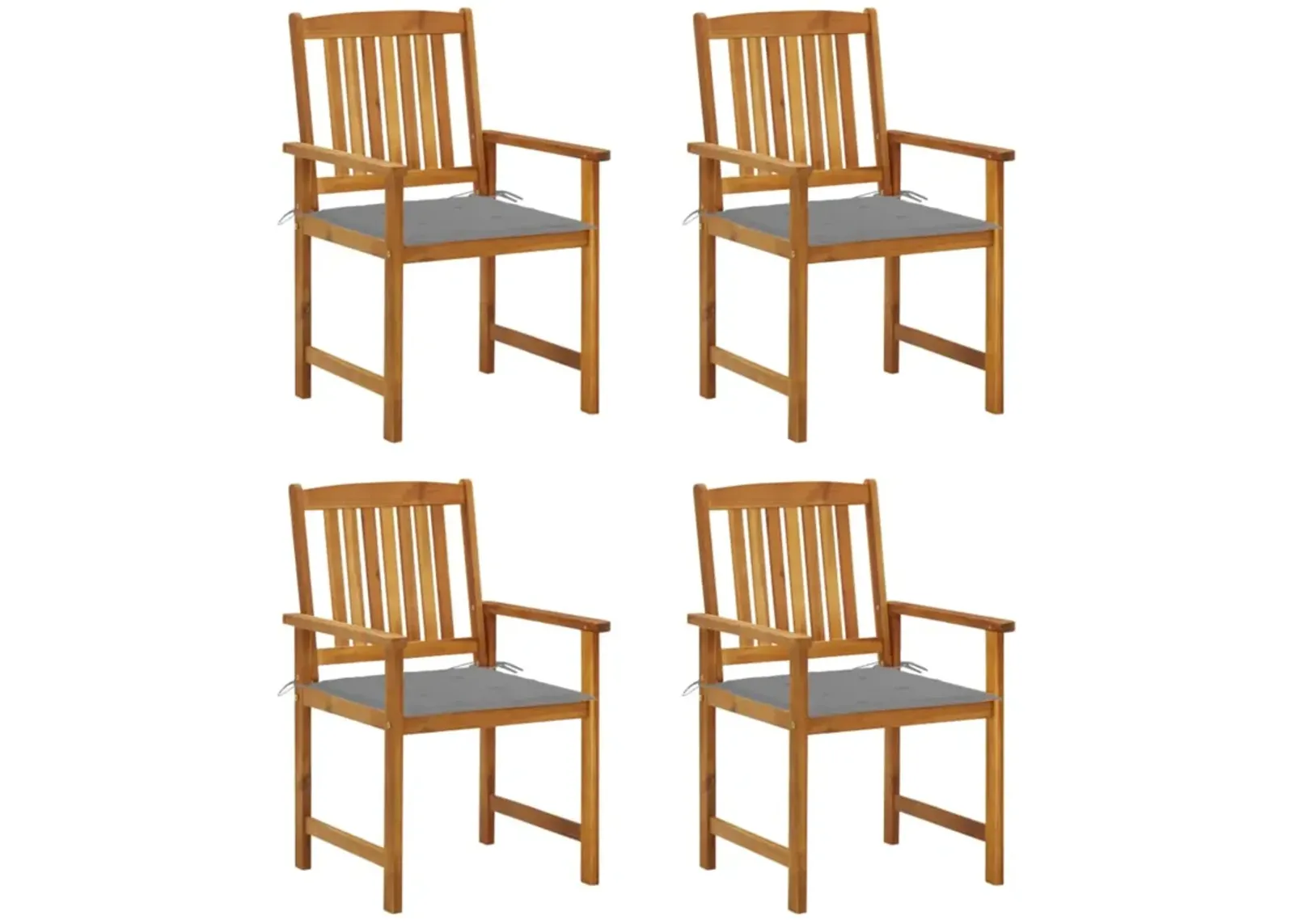 vidaXL Director's Chairs with Cushions 4 pcs Solid Acacia Wood