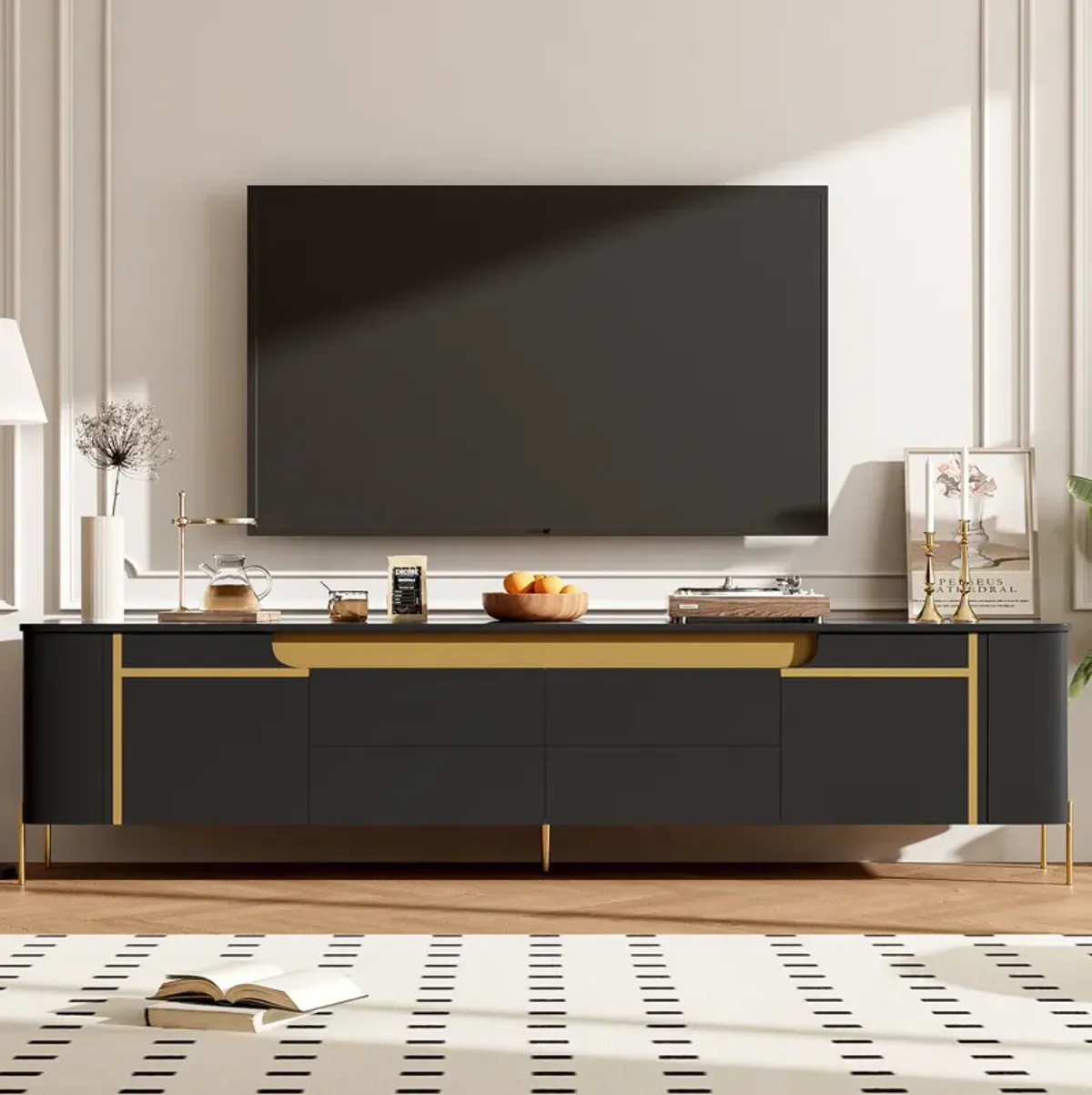 Merax TV Stand Storage Cabinet with 4 Drawers