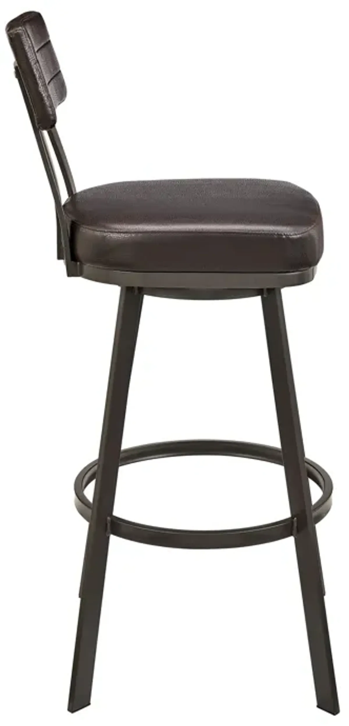 Jinab Swivel Stool in Black Metal with Black Faux Leather