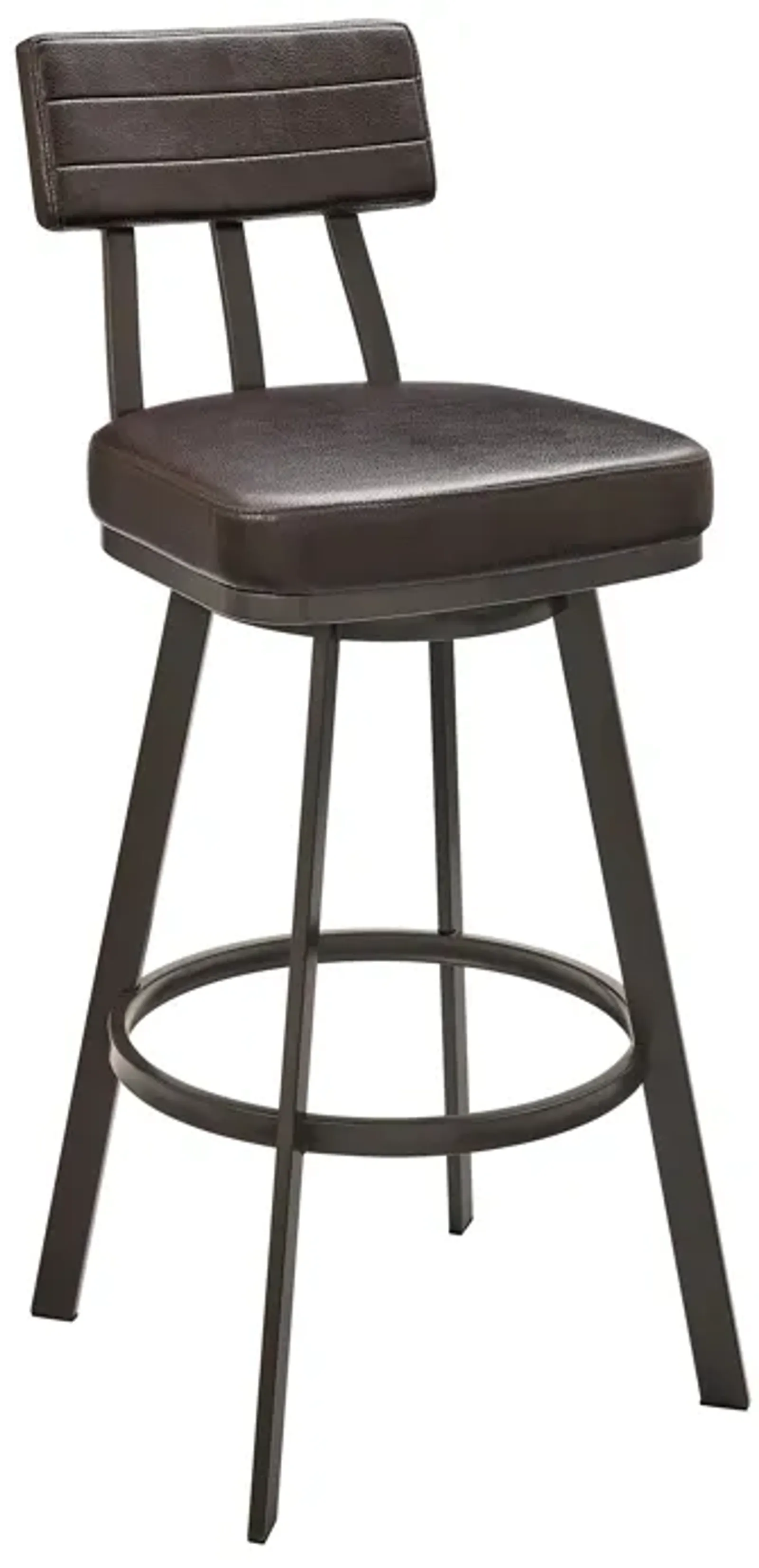 Jinab Swivel Stool in Black Metal with Black Faux Leather