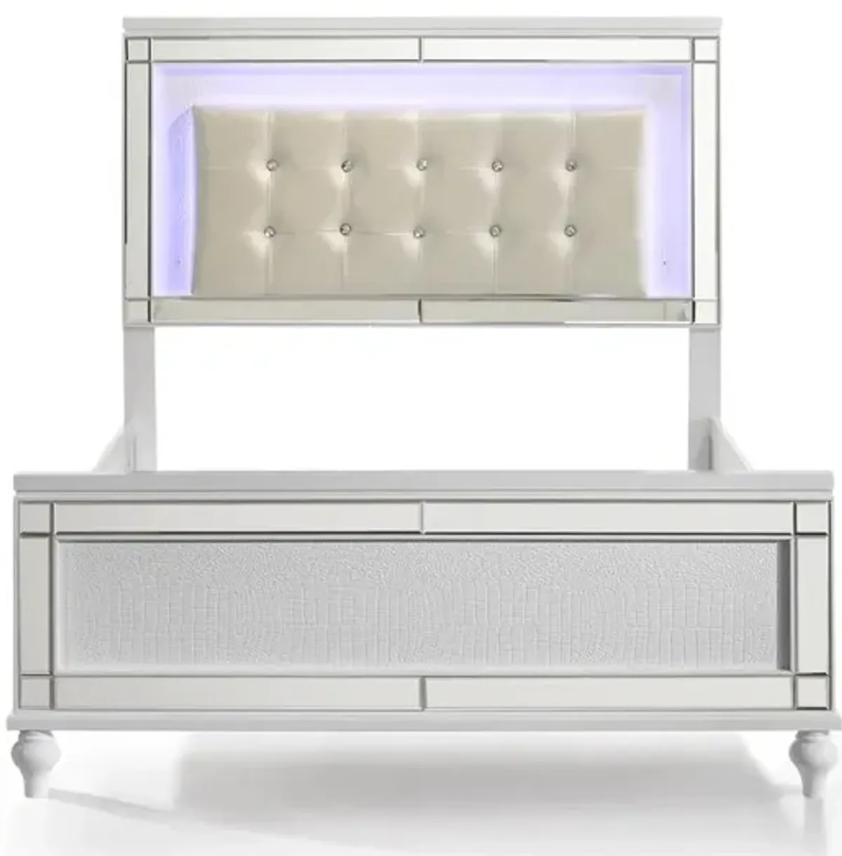 New Classic Furniture Furniture Valentine Solid Wood Full Size Lighted Bed in White