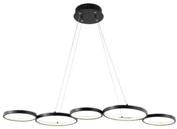 Roman 40.75" 5-Light Bohemian Coastal Iron Linear Integrated LED Pendant, Black