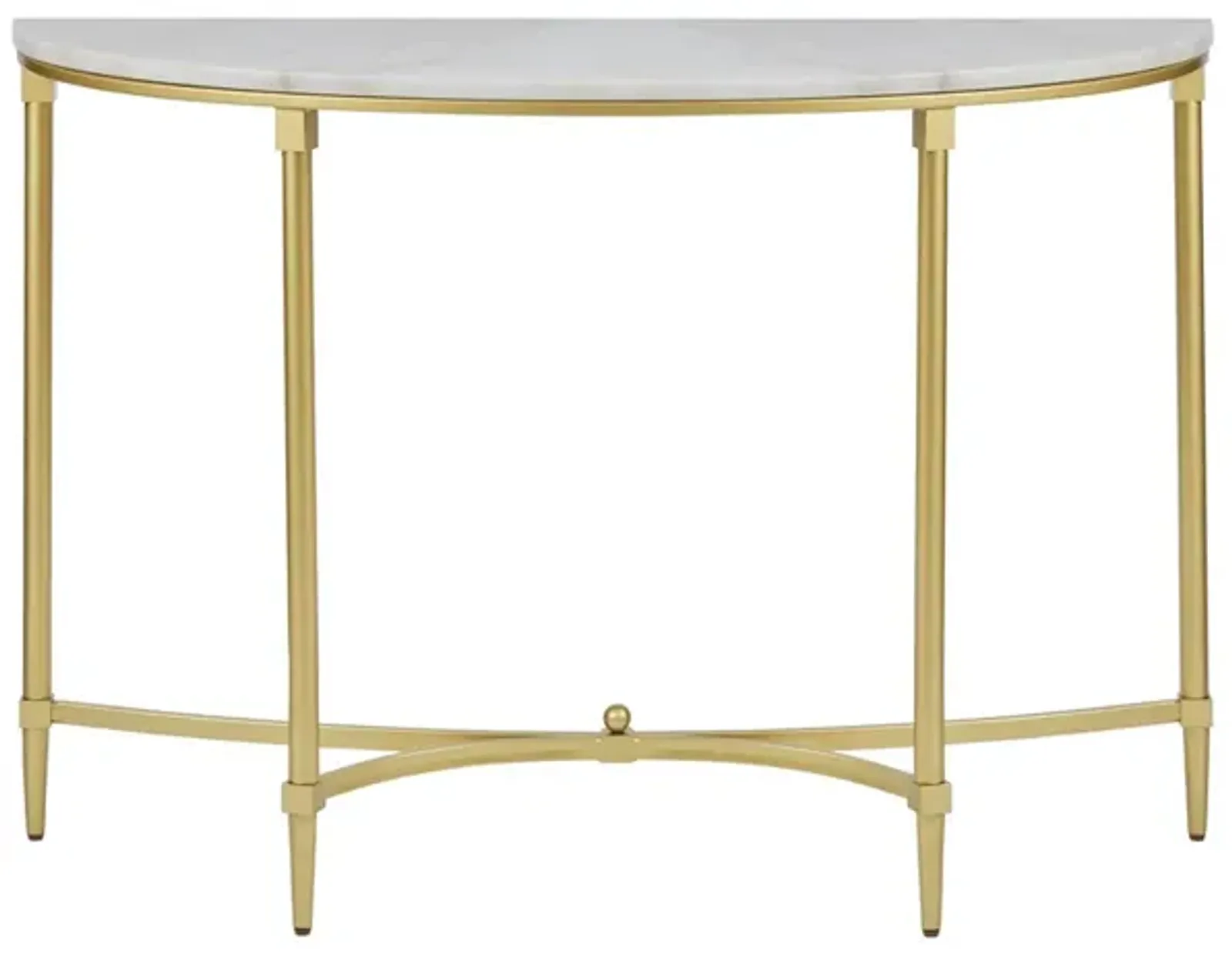 Gracie Mills Marlee Round White Marble and Gold Metal Console Table