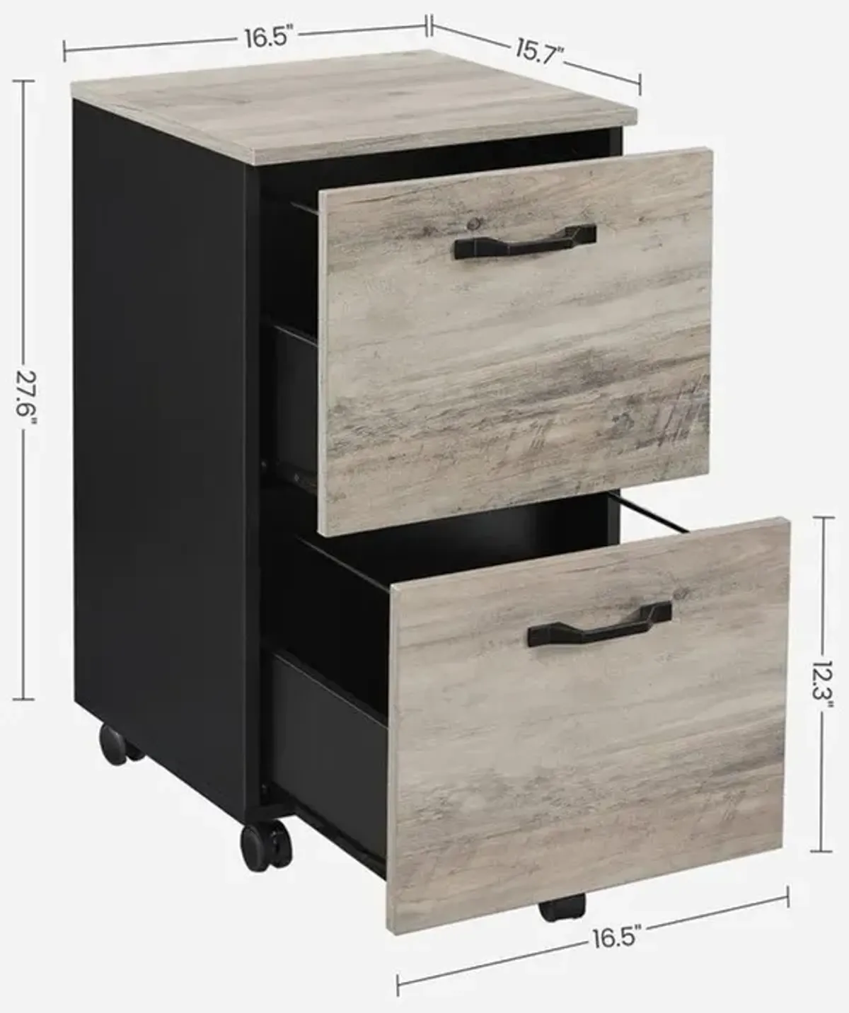 2-Drawer Rolling File Cabinet for A4 Files