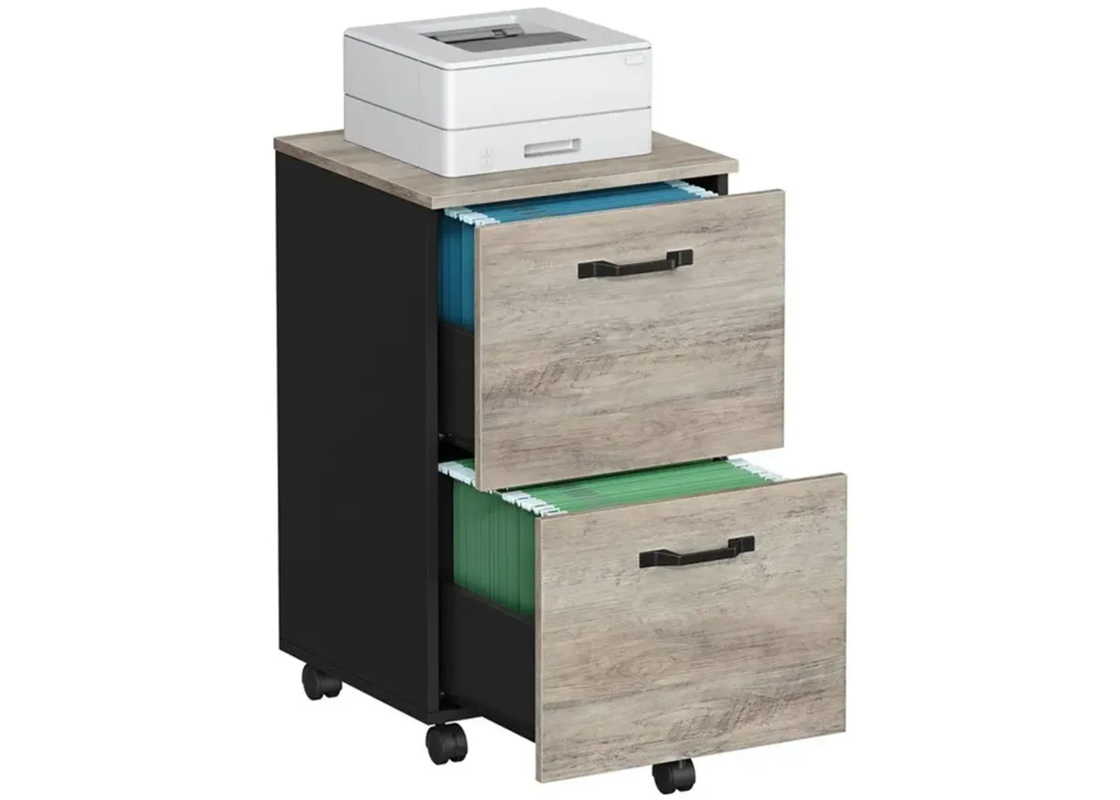 2-Drawer Rolling File Cabinet for A4 Files