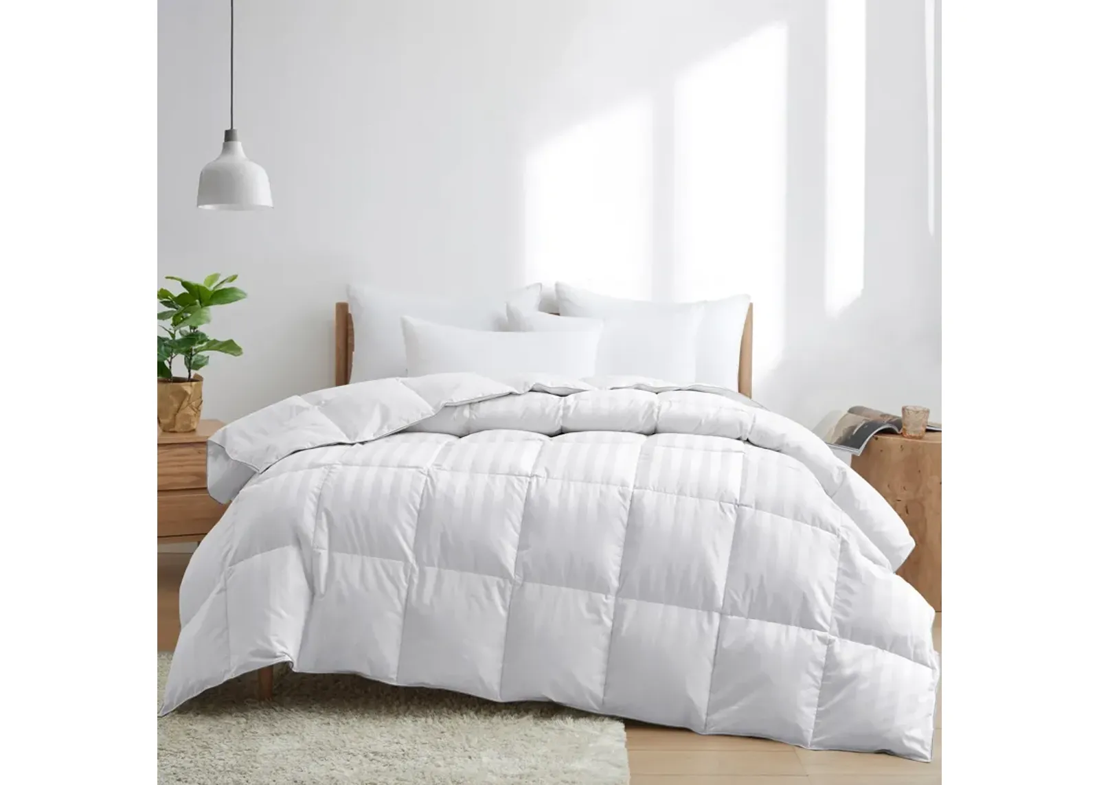 All Season White Down Comforter Duvet Insert with 100% Cotton