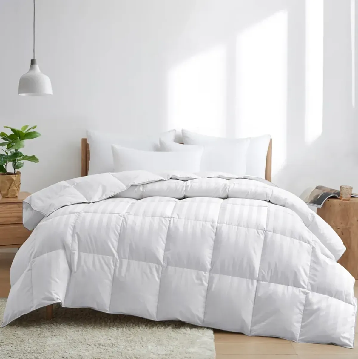 All Season White Down Comforter Duvet Insert with 100% Cotton