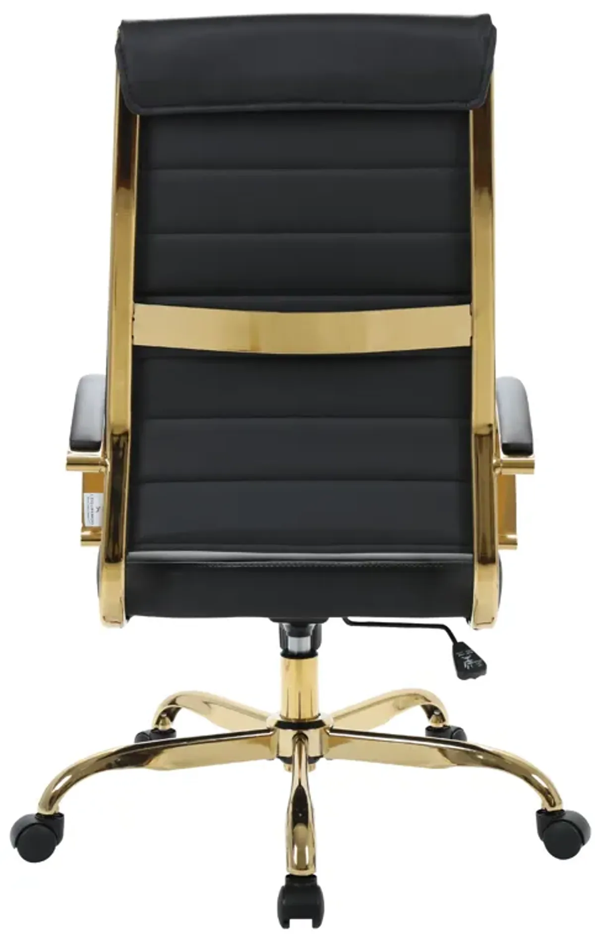 LeisureMod Benmar High-Back Leather Office Chair With Gold Frame in Brown