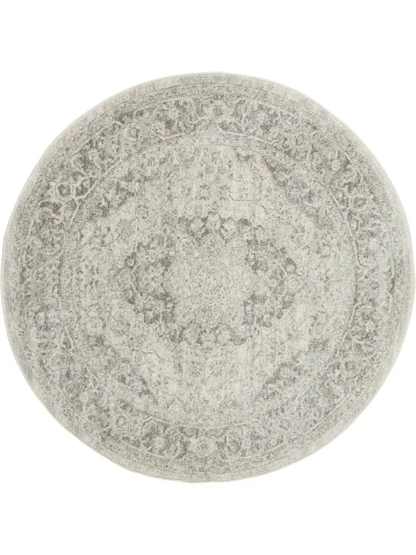 Tranquil TRA05 Ivory/Gray 4' x Round Rug