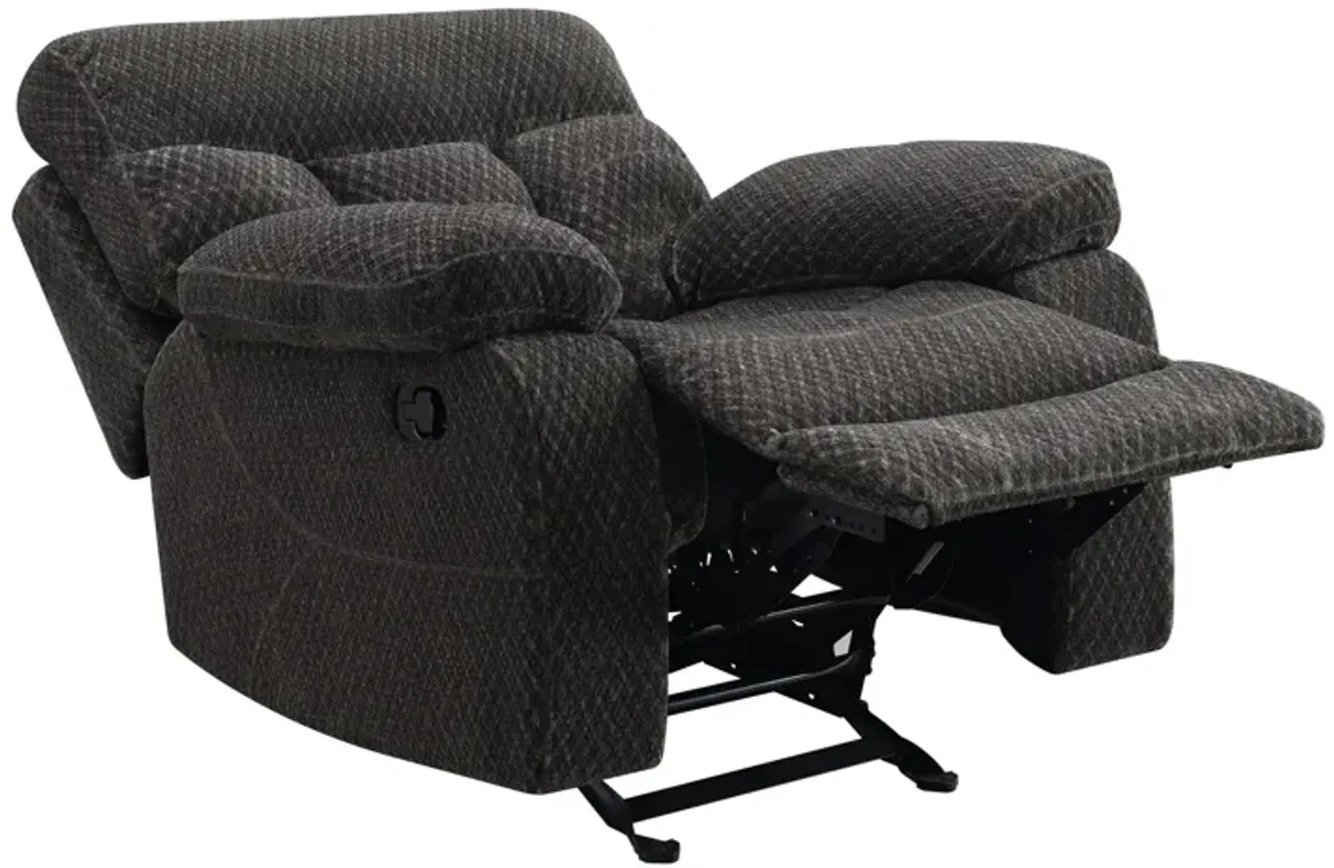 Charl 41 Inch Glider Recliner Armchair, Plush Tufted Backrests, Charcoal - Benzara