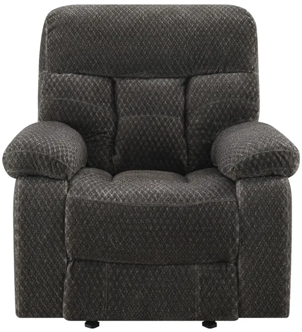 Charl 41 Inch Glider Recliner Armchair, Plush Tufted Backrests, Charcoal - Benzara