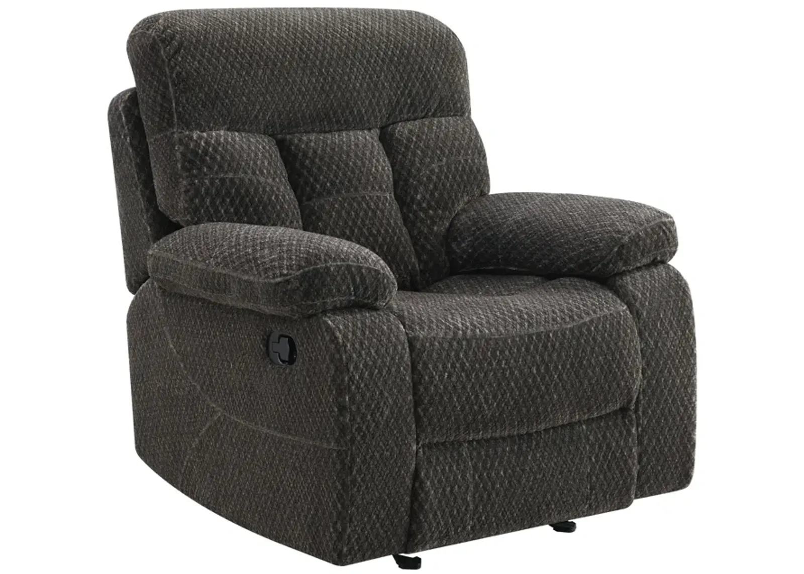 Charl 41 Inch Glider Recliner Armchair, Plush Tufted Backrests, Charcoal - Benzara