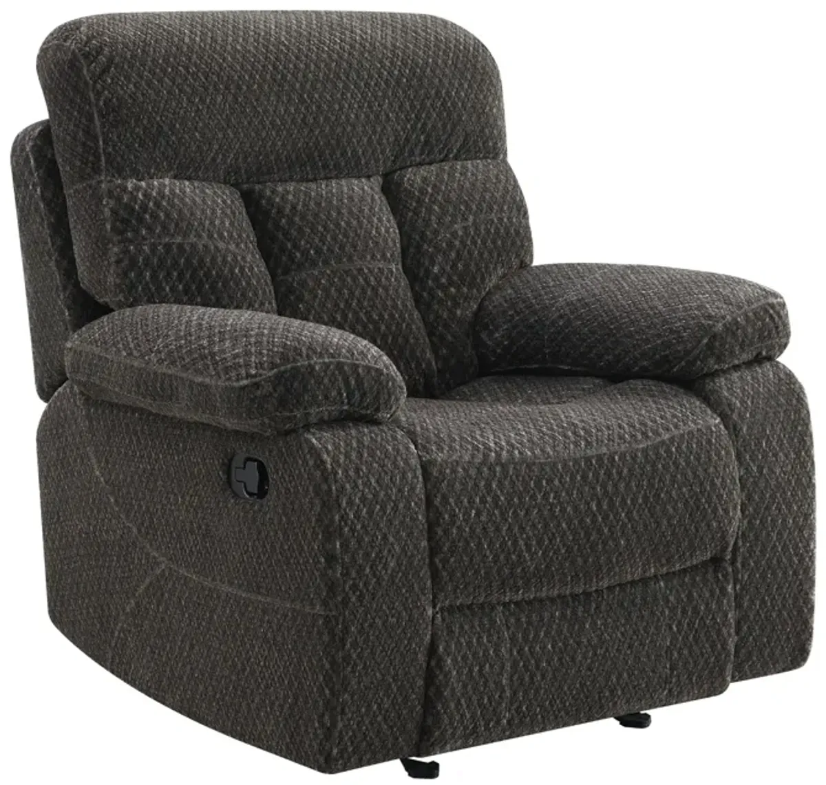 Charl 41 Inch Glider Recliner Armchair, Plush Tufted Backrests, Charcoal - Benzara