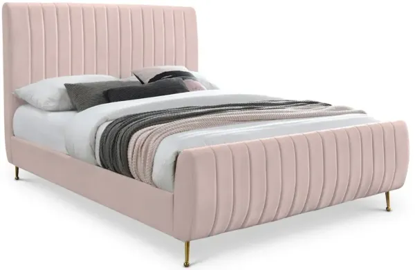 Meridian Furniture Zara Pink Velvet Full Bed