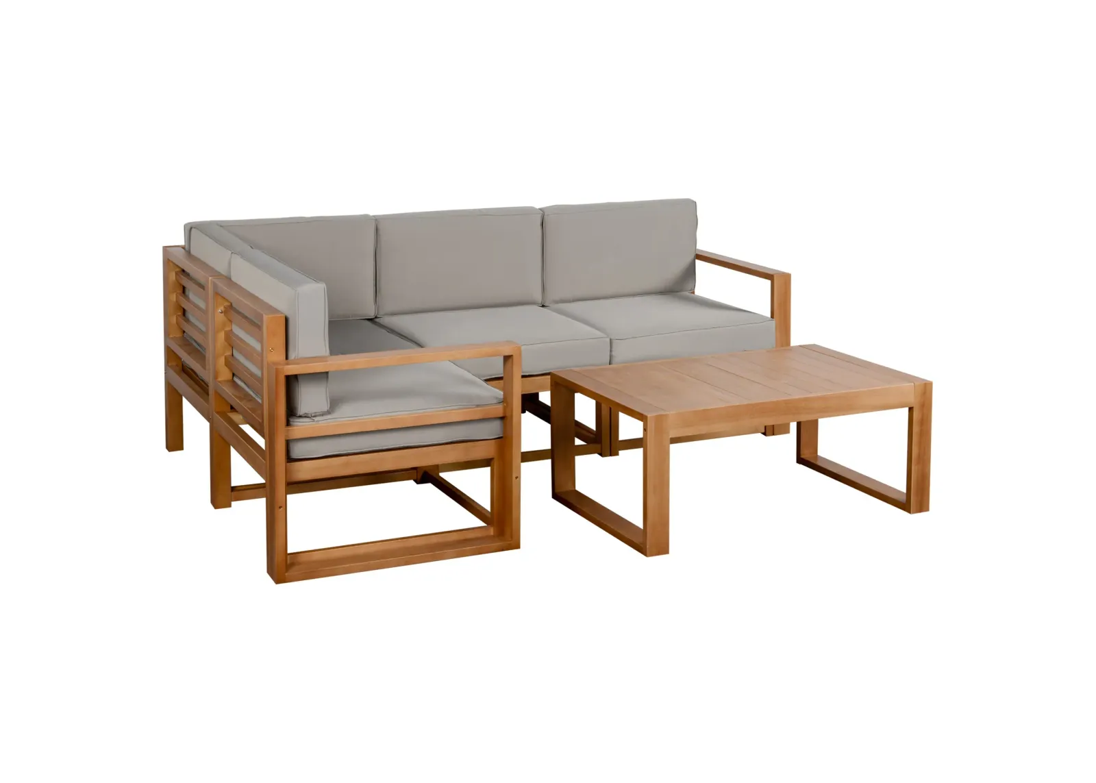 Grey Garden Conversation: 5-Seater Wood Outdoor Sectional Set