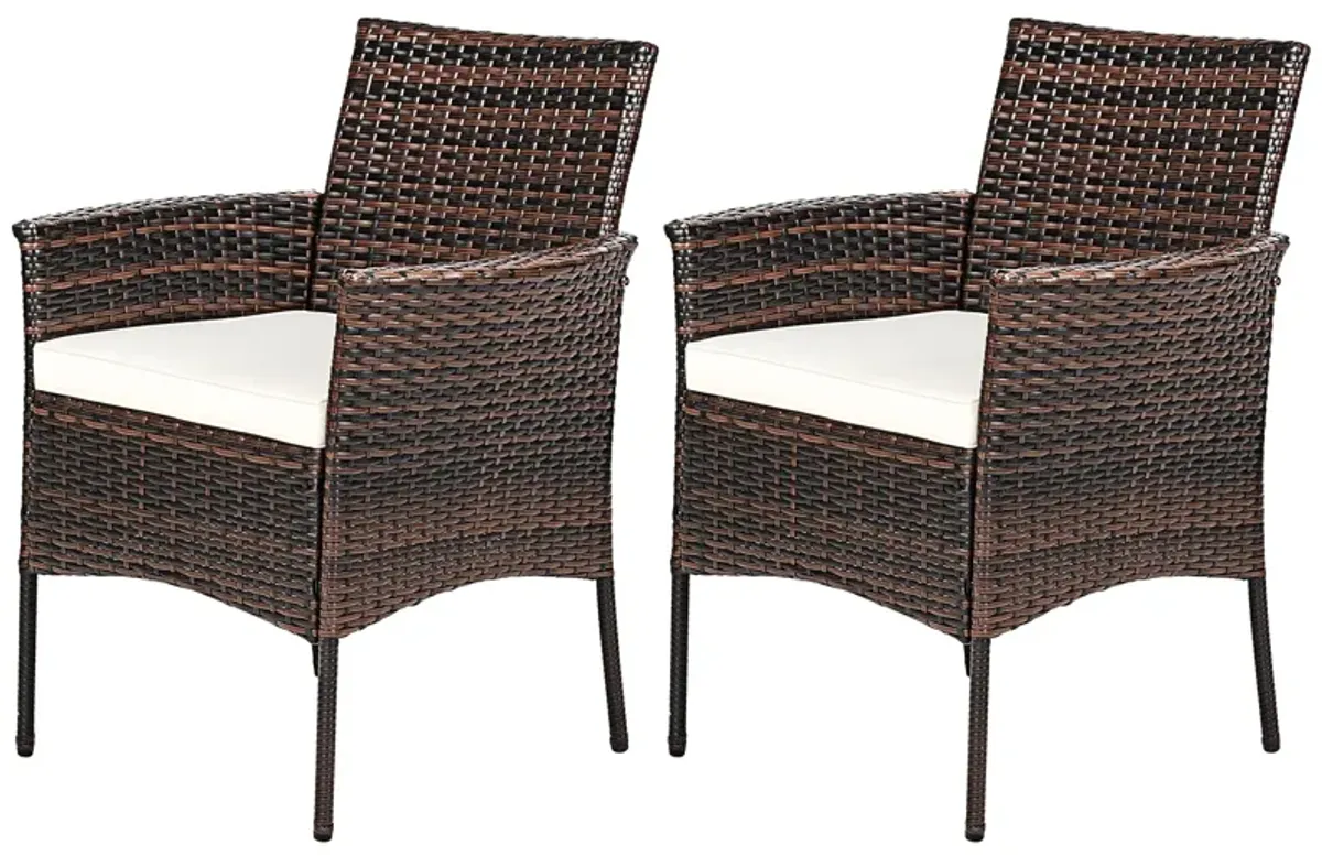 2 Pieces Outdoor PE Rattan Armchairs with Removable Cushions