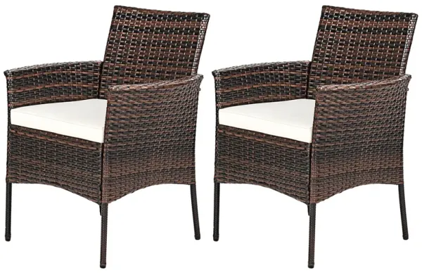 2 Pieces Outdoor PE Rattan Armchairs with Removable Cushions