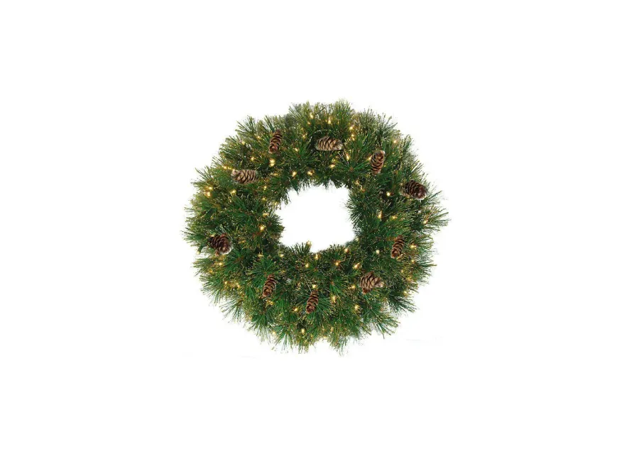 24" Pre-Lit Yorkville Pine Artificial Christmas Wreath - Clear Lights