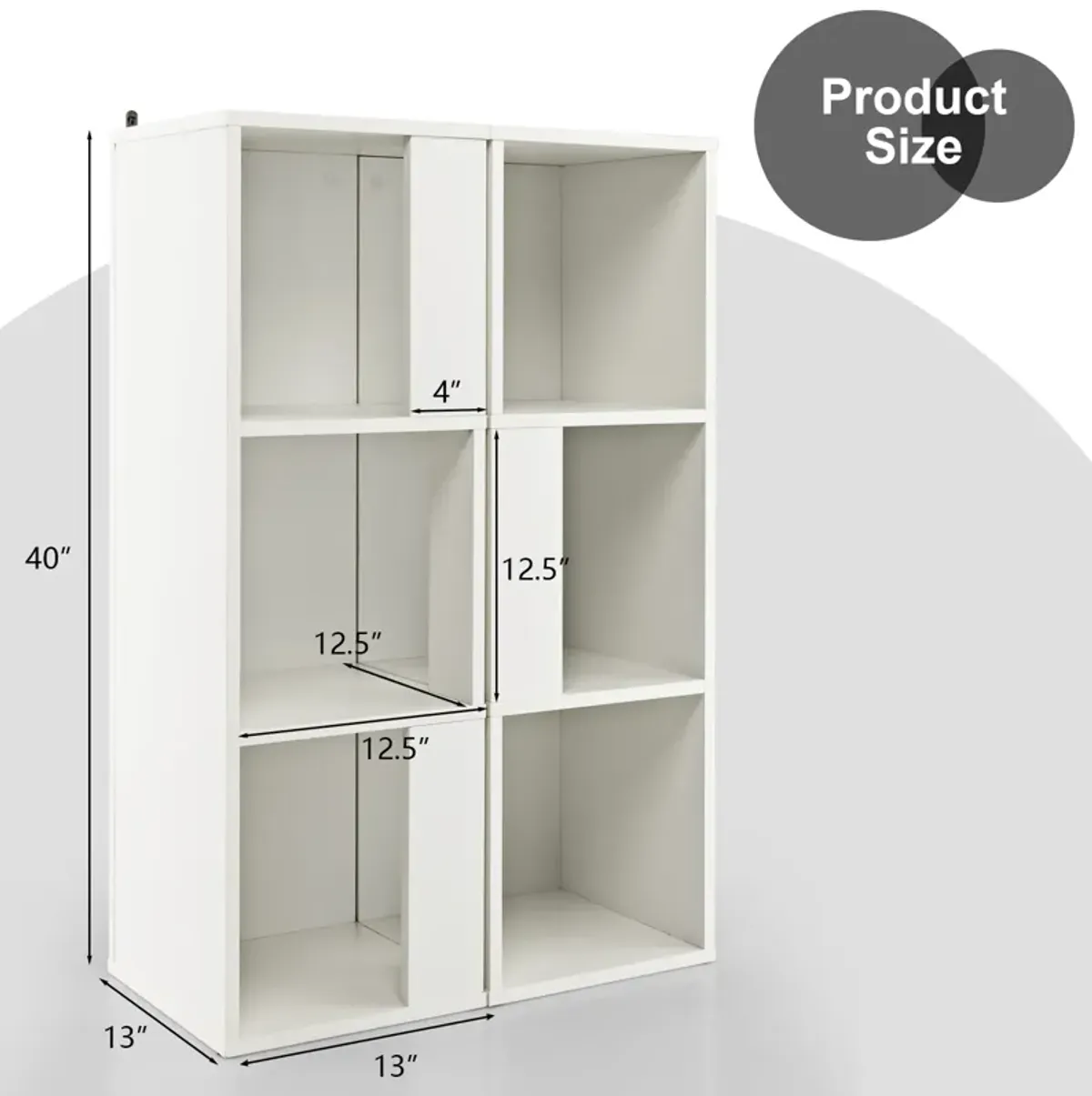 3-Tier 6 Cube Freestanding Bookcase with Anti-toppling Device