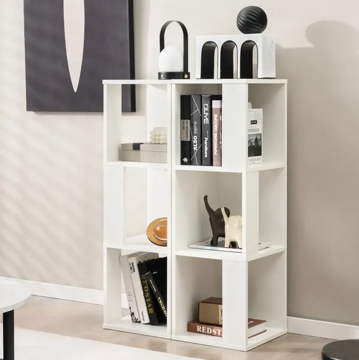 3-Tier 6 Cube Freestanding Bookcase with Anti-toppling Device