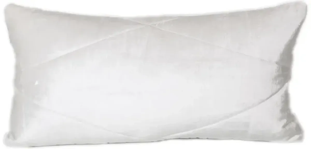 24" White Transitional Velvet Rectangular Throw Pillow