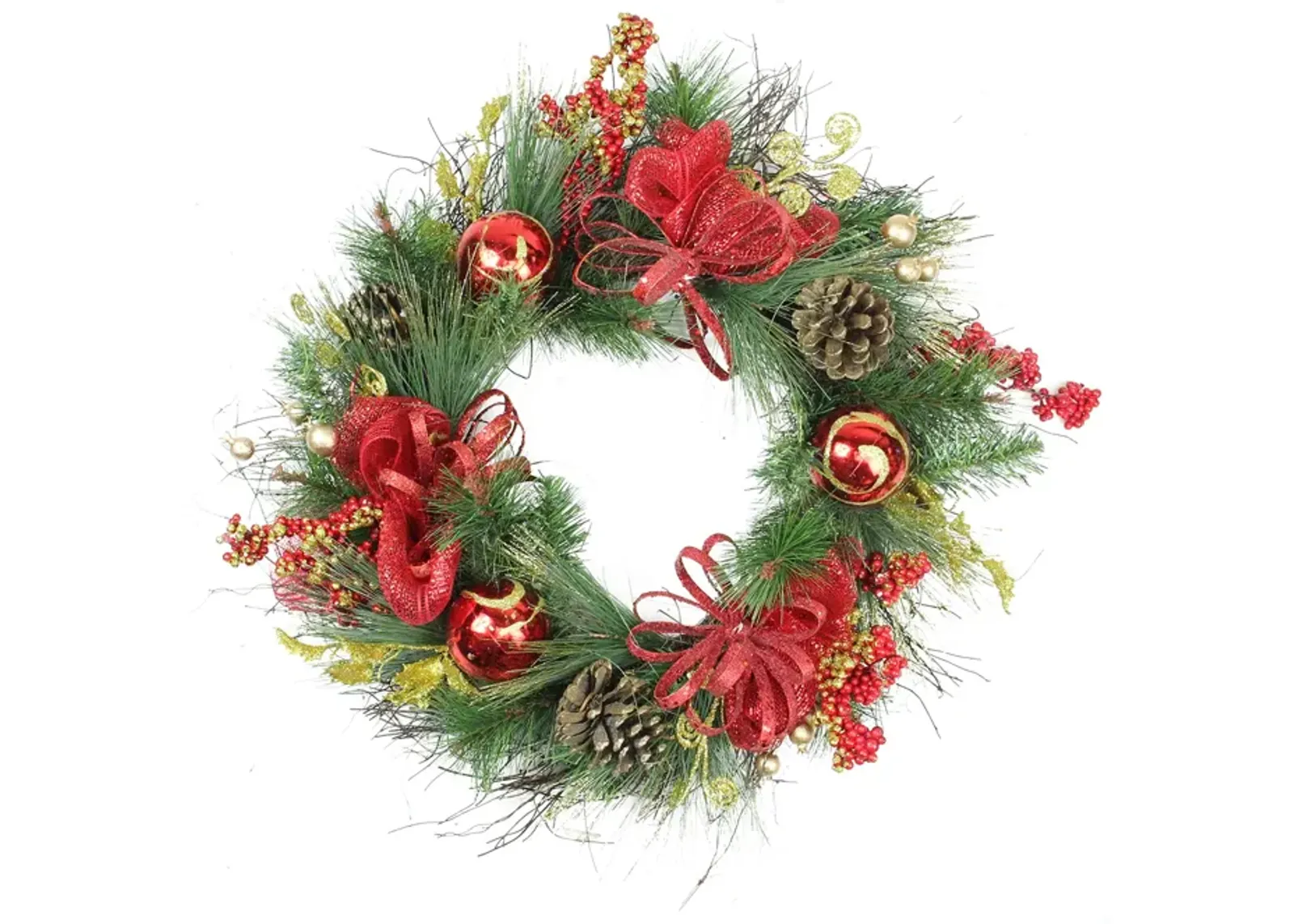 Berries and Ornaments Embellished Artificial Christmas Wreath - 26-Inch  Unlit