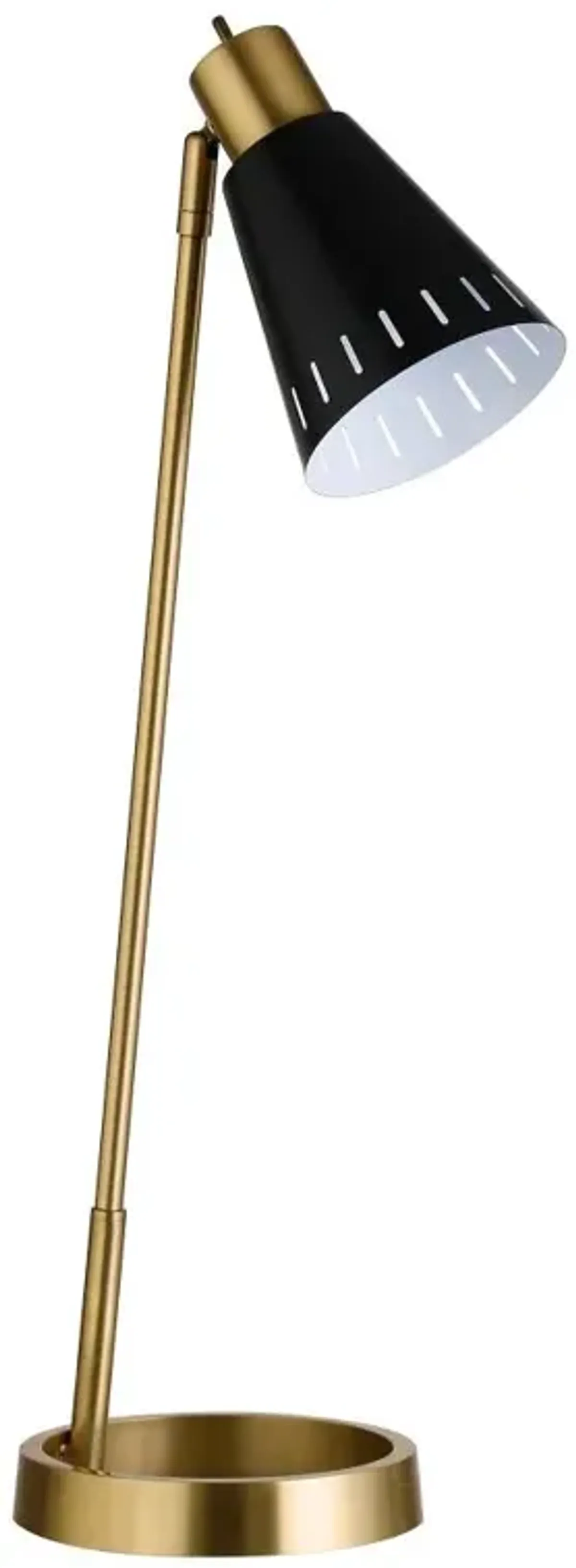Hivvago 27" Brass Metal Desk Table Lamp With Black Cone Shade