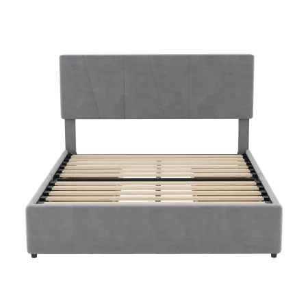 Merax Upholstery Platform Bed with Four Storage Drawers