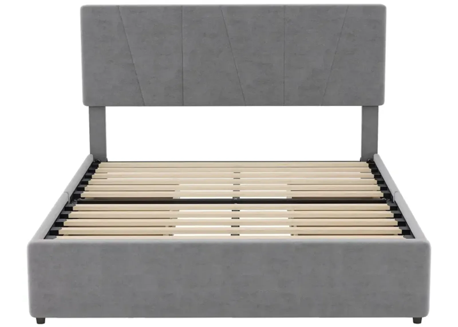 Merax Upholstery Platform Bed with Four Storage Drawers