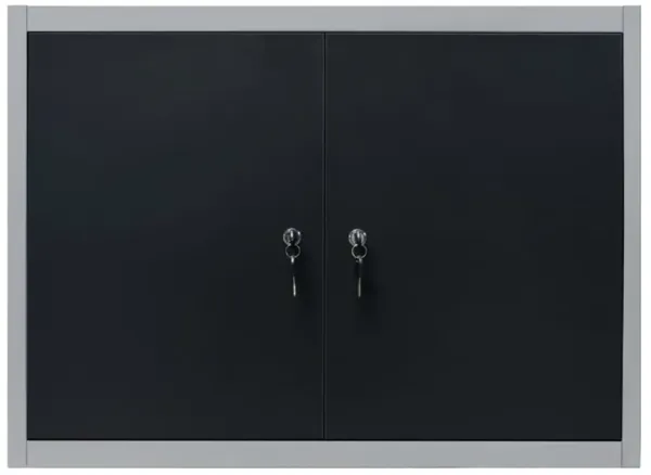 vidaXL Wall Mounted Tool Cabinet Industrial Style Metal Gray and Black