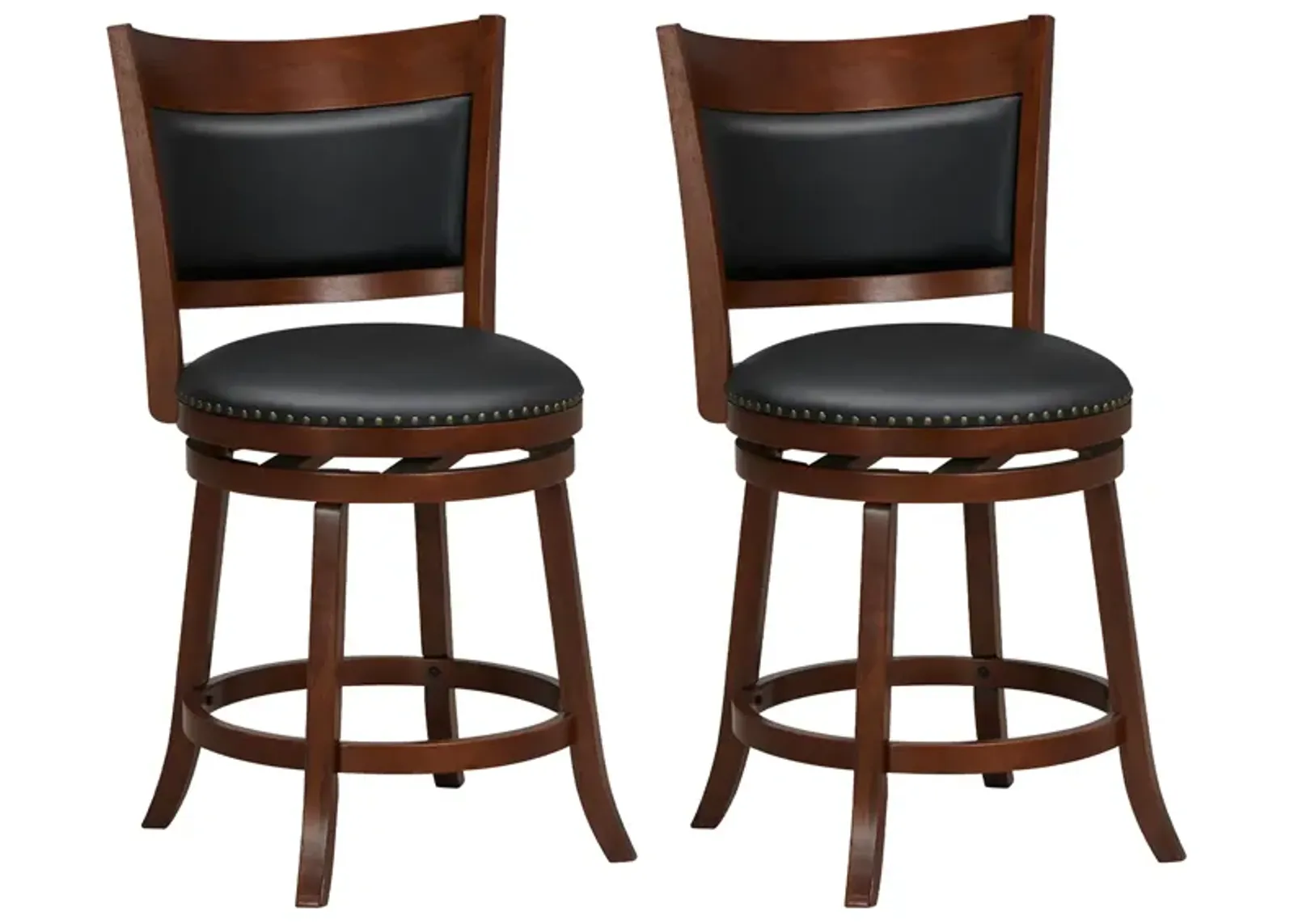 Swivel Bar Stools Set of 2 with 20 Inch Wider Cushioned Seat-Brown