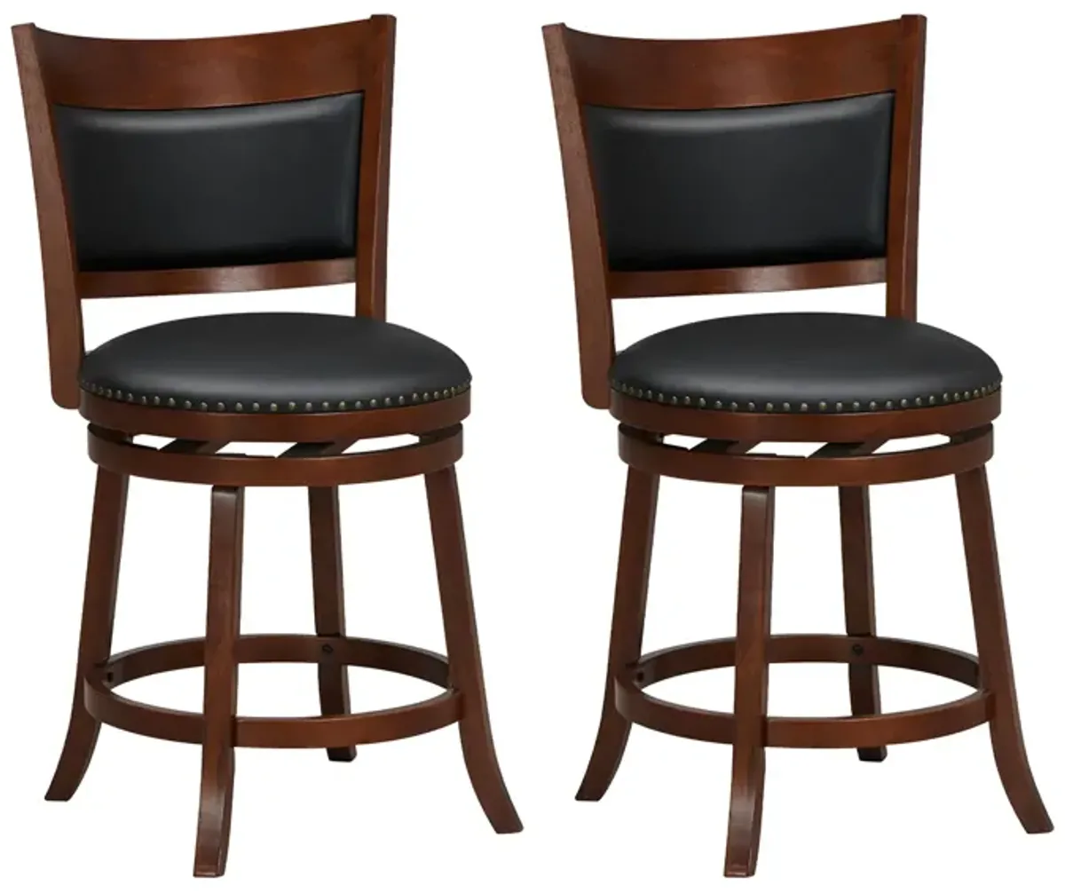 Swivel Bar Stools Set of 2 with 20 Inch Wider Cushioned Seat-Brown