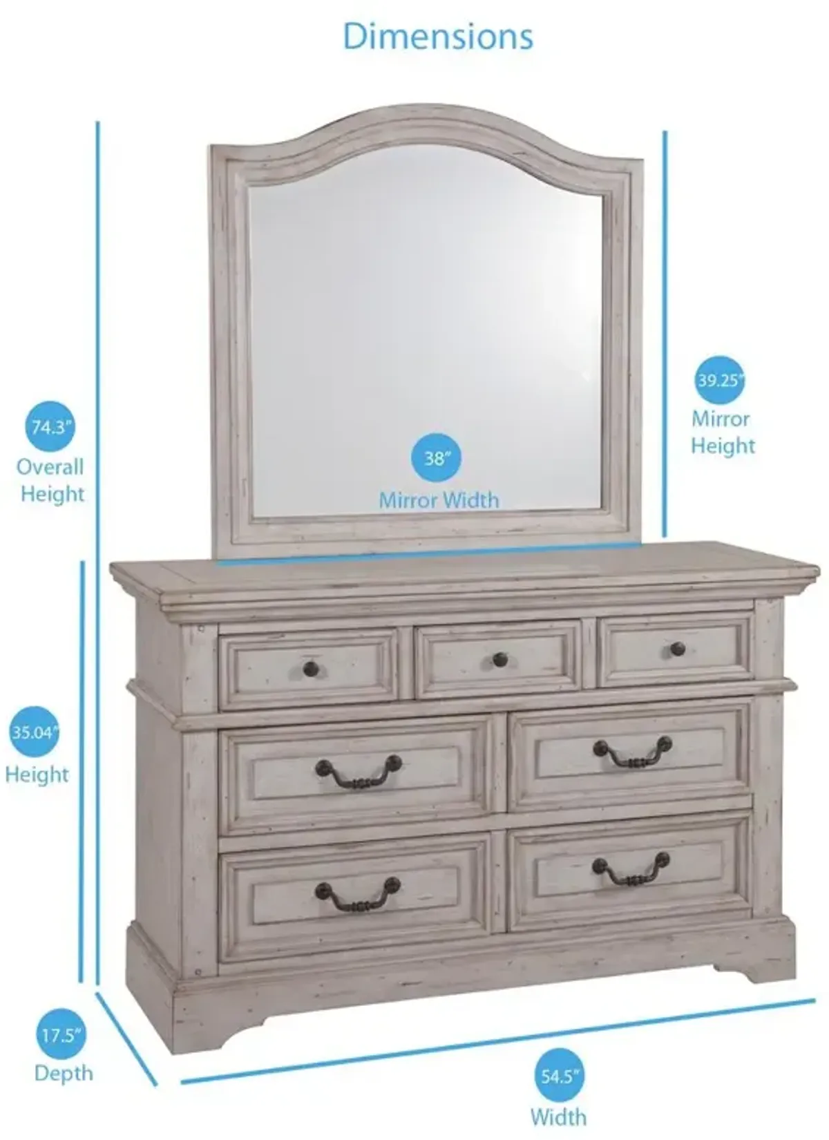 American Woodcrafters Stonebrook Double Dresser - Light Distressed Antique Gray