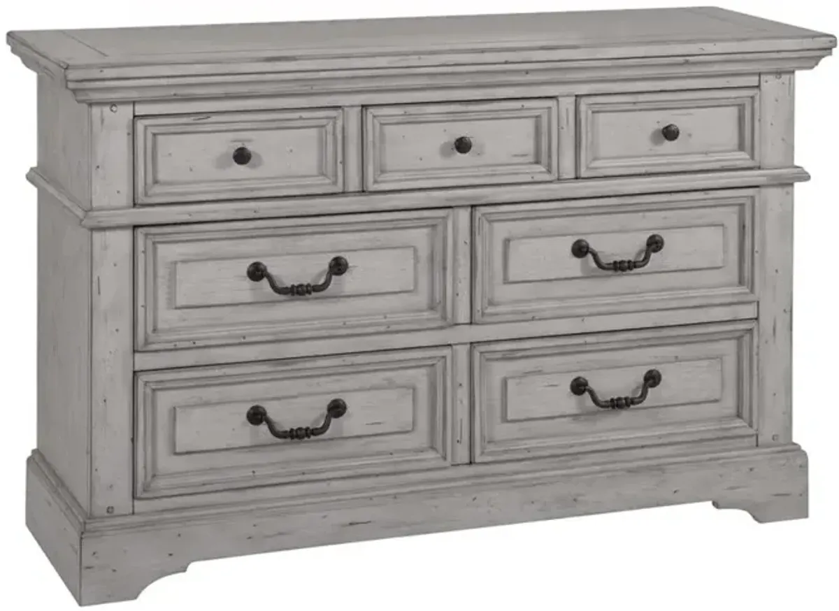 American Woodcrafters Stonebrook Double Dresser - Light Distressed Antique Gray