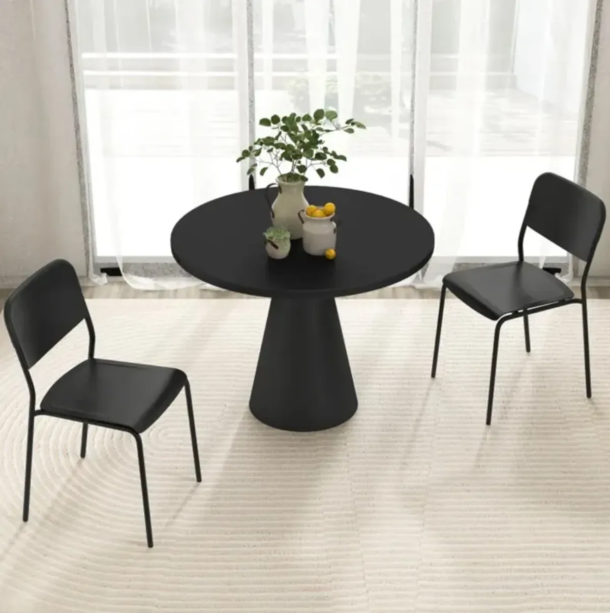 Hivvago Modern Dining Chairs Set of 4 with Tilted Backrest and Sturdy Metal Legs