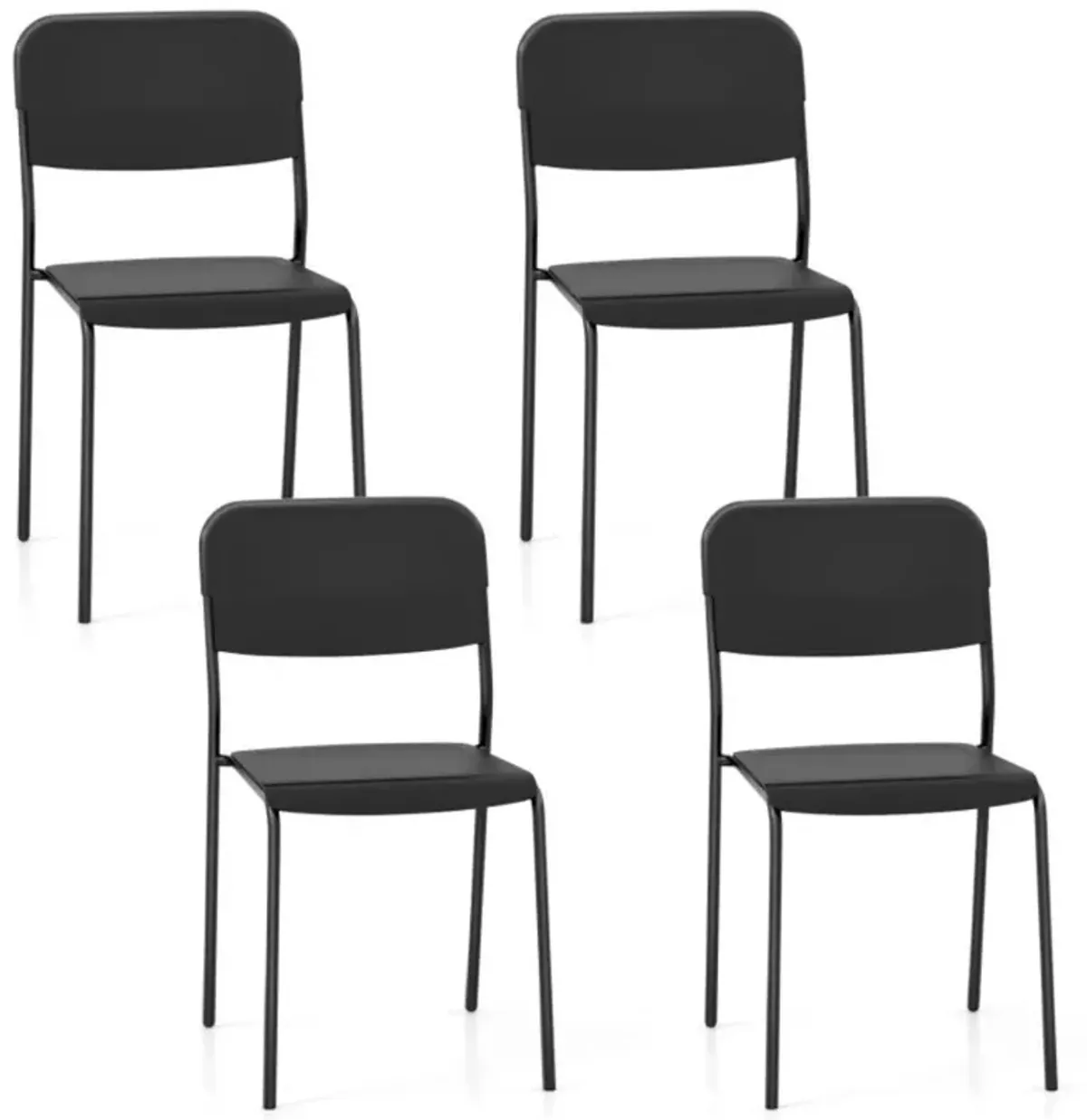 Hivvago Modern Dining Chairs Set of 4 with Tilted Backrest and Sturdy Metal Legs