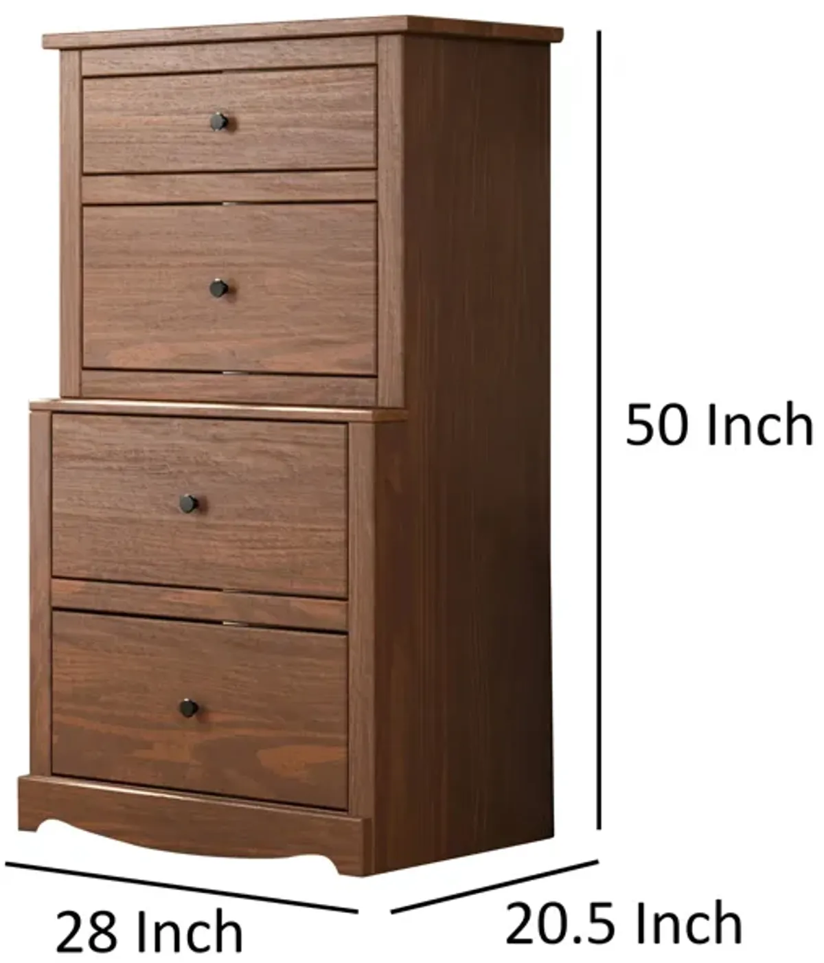 Stav Tall Dresser Chest with 4 Drawers, Plank Style, Brown Solid Wood