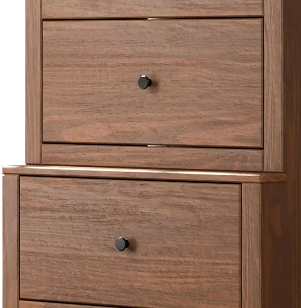 Stav Tall Dresser Chest with 4 Drawers, Plank Style, Brown Solid Wood