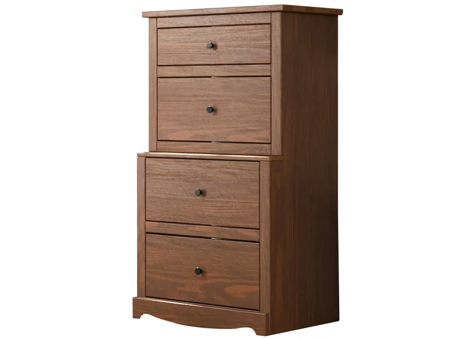 Stav Tall Dresser Chest with 4 Drawers, Plank Style, Brown Solid Wood