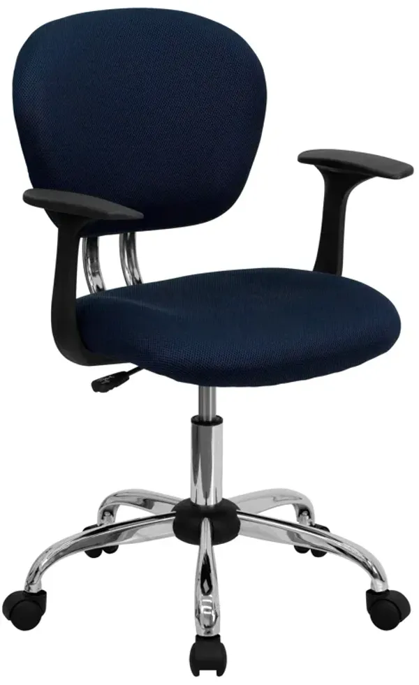 Beverly Mid-Back Mesh Padded Swivel Task Office Chair with Chrome Base and Arms