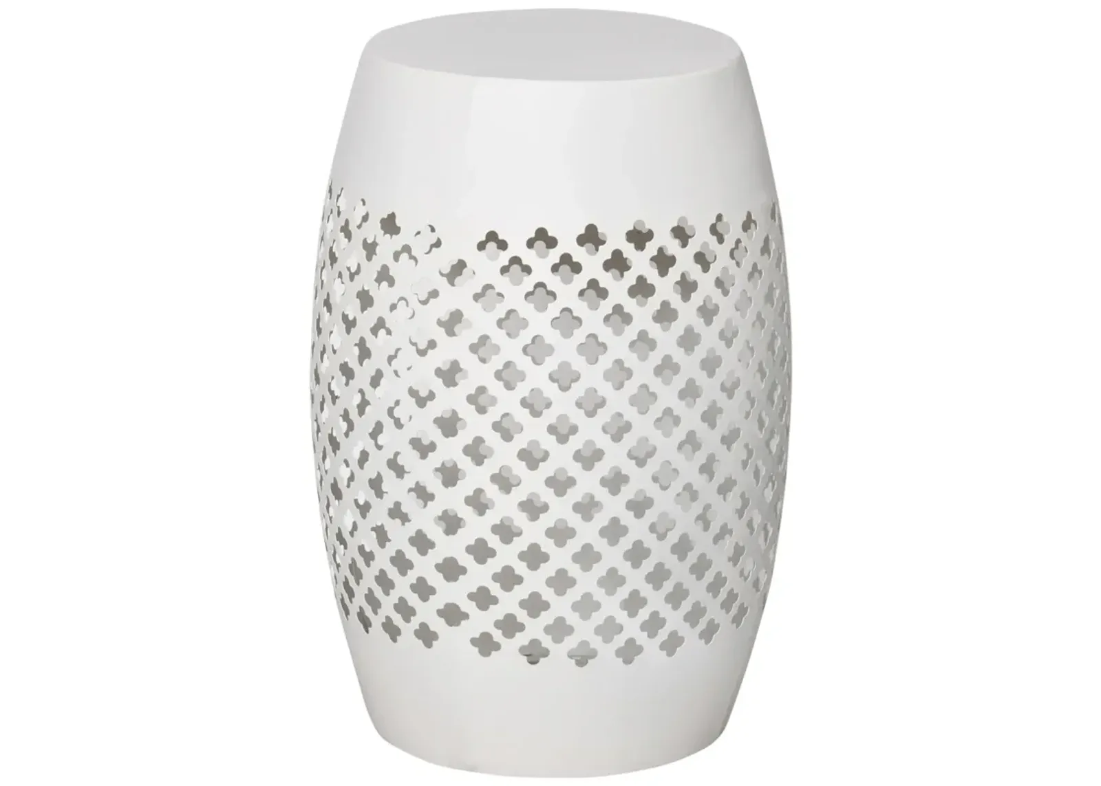 White Boho Accent: Hollow Drum Steel Side Table for Indoor/Outdoor