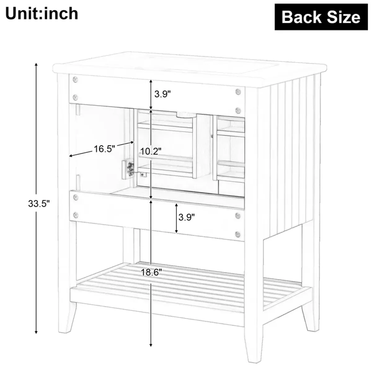 Gewnee 30" White Modern Sleek Bathroom Vanity Elegant Ceramic Sink with Solid Wood Frame Open Style Shelf & Door Shelf Design