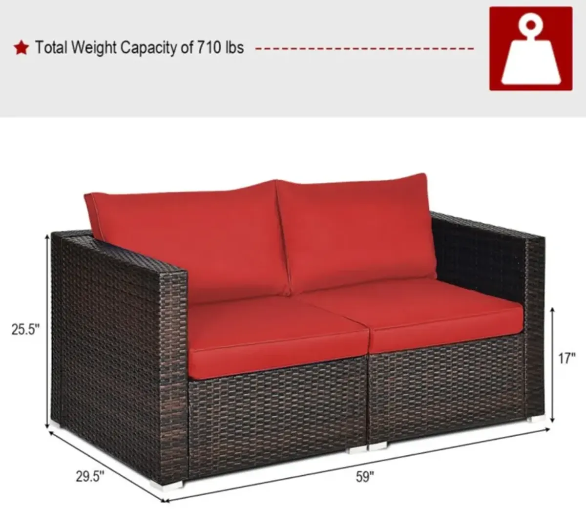 Hivvago 2PCS Patio Rattan Sectional Conversation Sofa Set