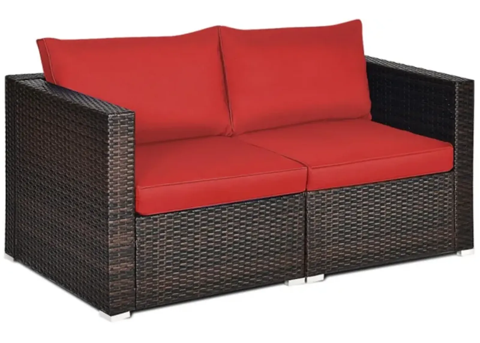 Hivvago 2PCS Patio Rattan Sectional Conversation Sofa Set