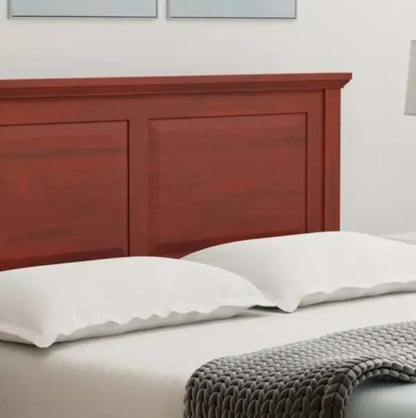 Hivvago Queen Traditional Solid Oak Wooden Platform Bed Frame with Headboard in Cherry